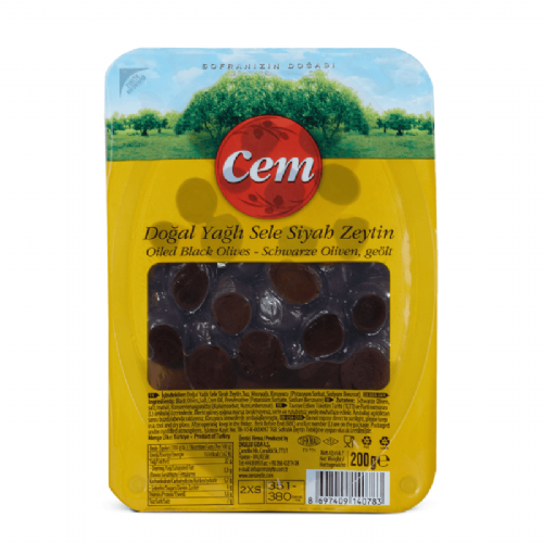 Cem Doğal Yağlı Sele Siyah Zeytin 200 g