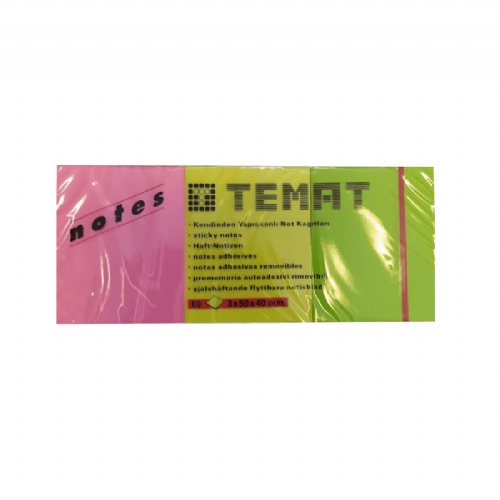 Temat 3x50x40 mm Yapışkanlı Not Kağıtları