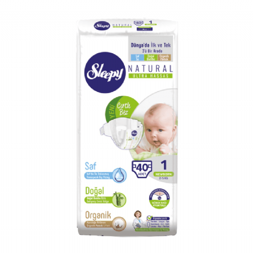 Sleepy Natural Ultra Hassas Bebek Bezi 1 Numara Newborn 2-5 kg 40 Adet